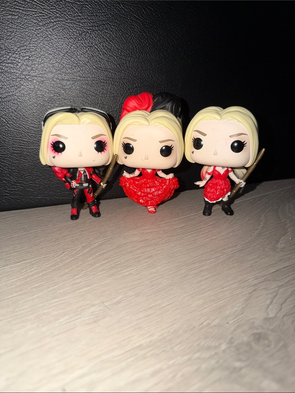 Set of 3 Harley Quinn Pop Vinyl Figures in Red the suicide squad Outfits